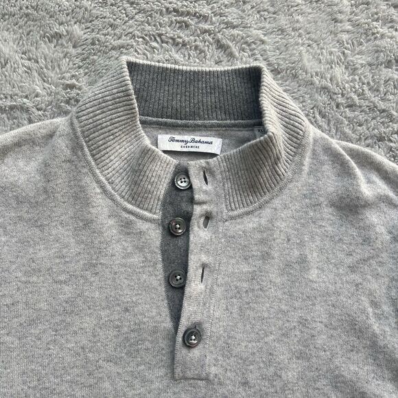 Tommy Bahama Men’s Soft Sands 100% Cashmere Mock Neck Sweater Grey Size XL $298 - Picture 3 of 7